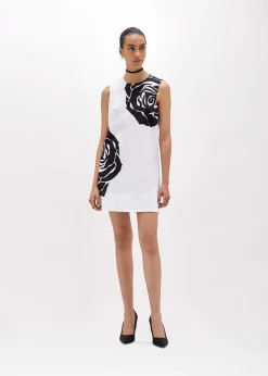 POPLIN MINI DRESS WITH ROSE DECORATION