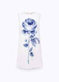 POPLIN MINI DRESS WITH ROSE DECORATION