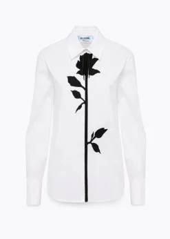 POPLIN SHIRT WITH FLORAL PATCH DETAILS