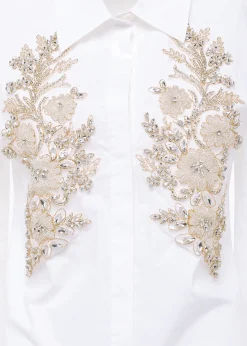 POPLIN SHIRT WITH FLORAL PATCH DETAILS