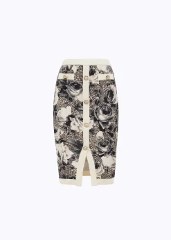 PRINTED KNIT MIDI SKIRT
