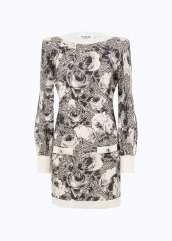 PRINTED KNIT MINI DRESS