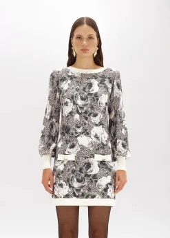 PRINTED KNIT MINI DRESS