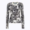 PRINTED SWEATER WITH JEWEL BUTTONS