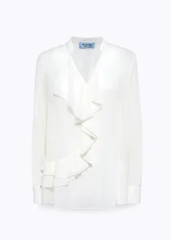 REGULAR BLOUSE IN RUFFLED SILK