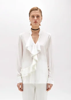 REGULAR BLOUSE IN RUFFLED SILK