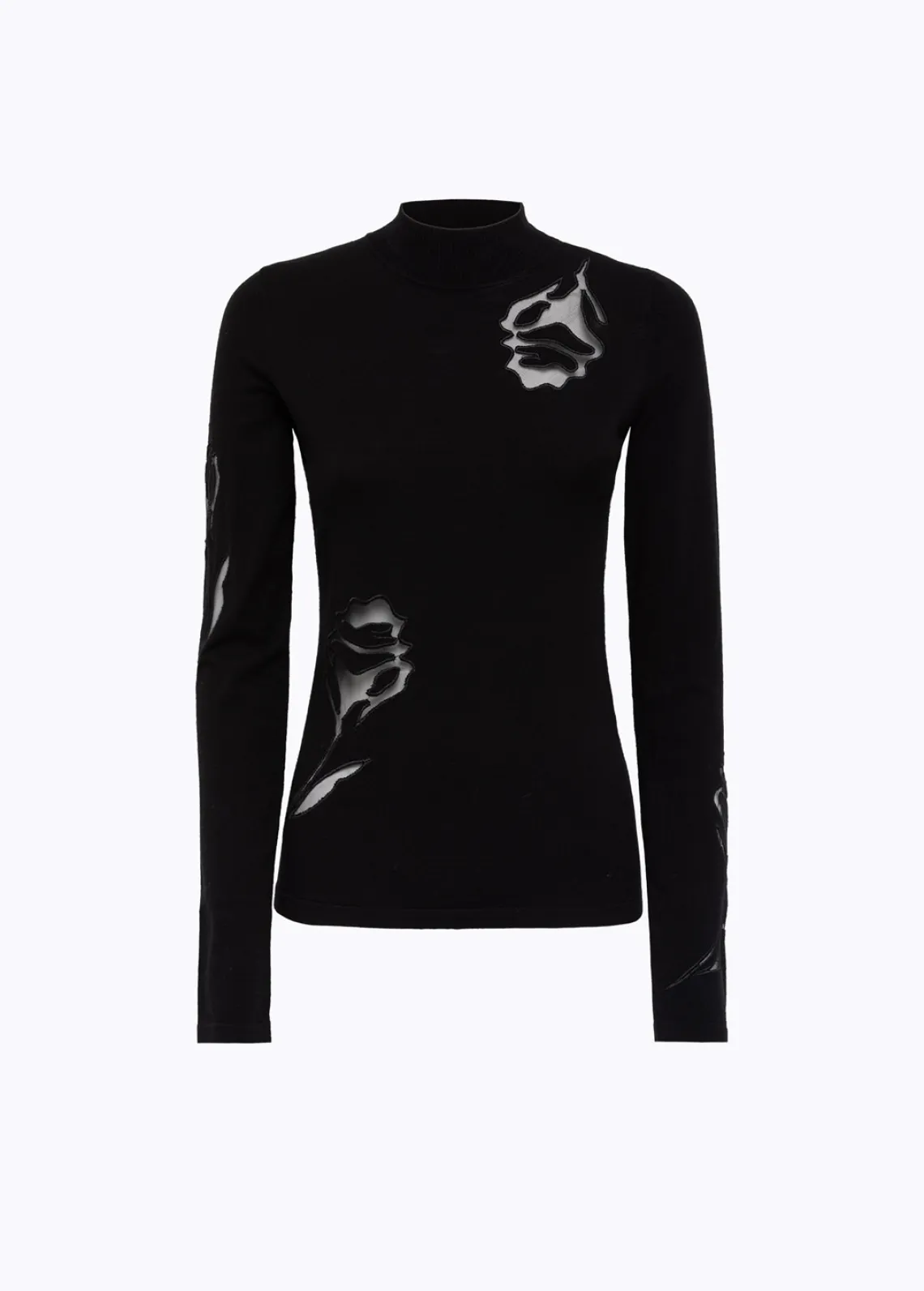 REGULAR SWEATER WITH TULLE ROSES