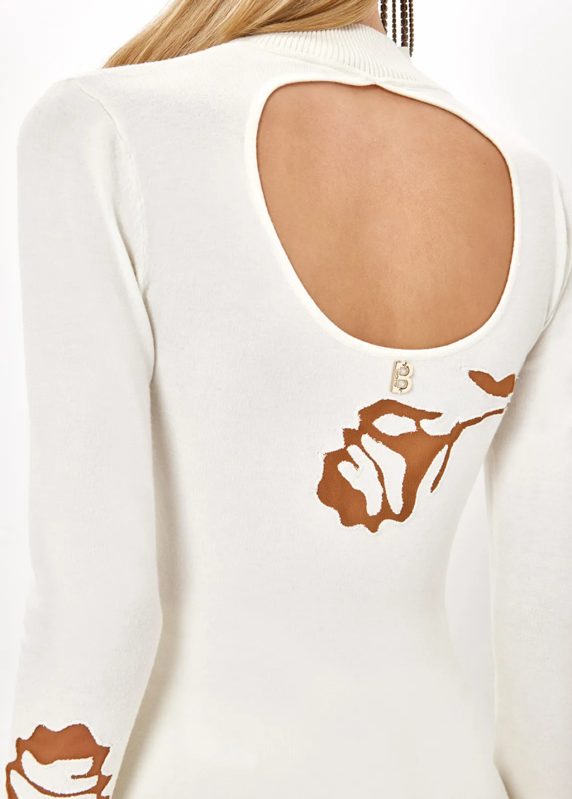 REGULAR SWEATER WITH TULLE ROSES