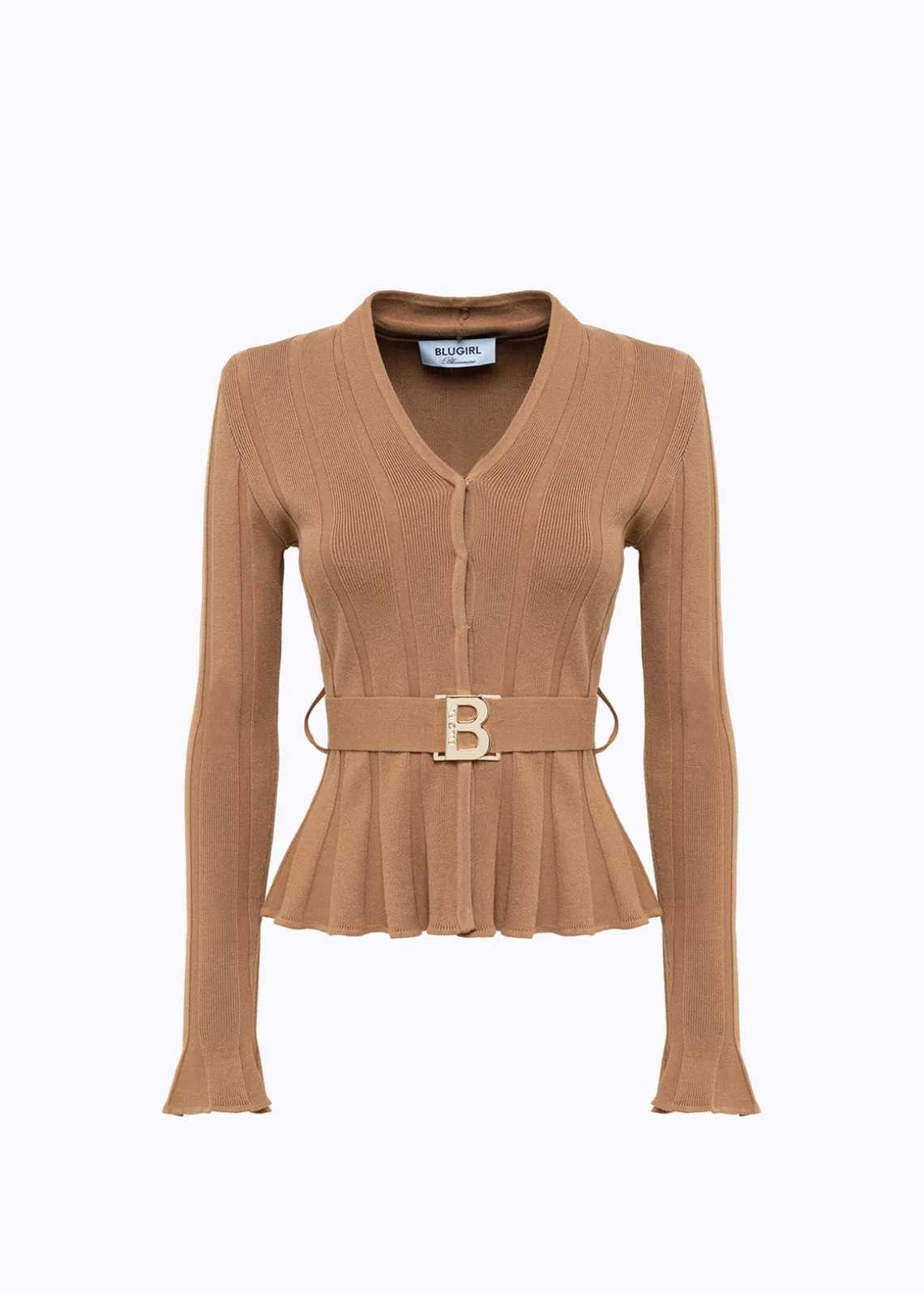RIBBED CARDIGAN WITH LOGO BELT