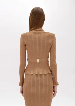 RIBBED CARDIGAN WITH LOGO BELT