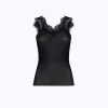 RIBBED COTTON TOP WITH LACE TRIM