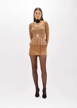 RIBBED SWEATER WITH LOGO BELT