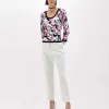 ROSE PRINT VISCOSE LUREX SWEATER