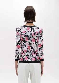 ROSE PRINT VISCOSE LUREX SWEATER