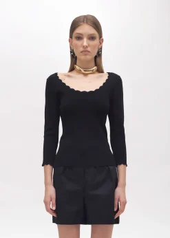 SCALLOPED VISCOSE SWEATER