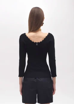 SCALLOPED VISCOSE SWEATER