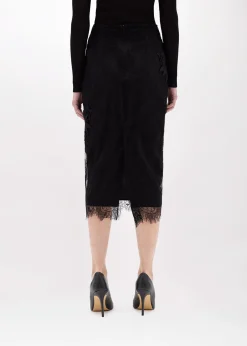 SHEATH SKIRT WITH EMBROIDERY ROSE DESIGN