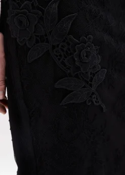 SHEATH SKIRT WITH EMBROIDERY ROSE DESIGN