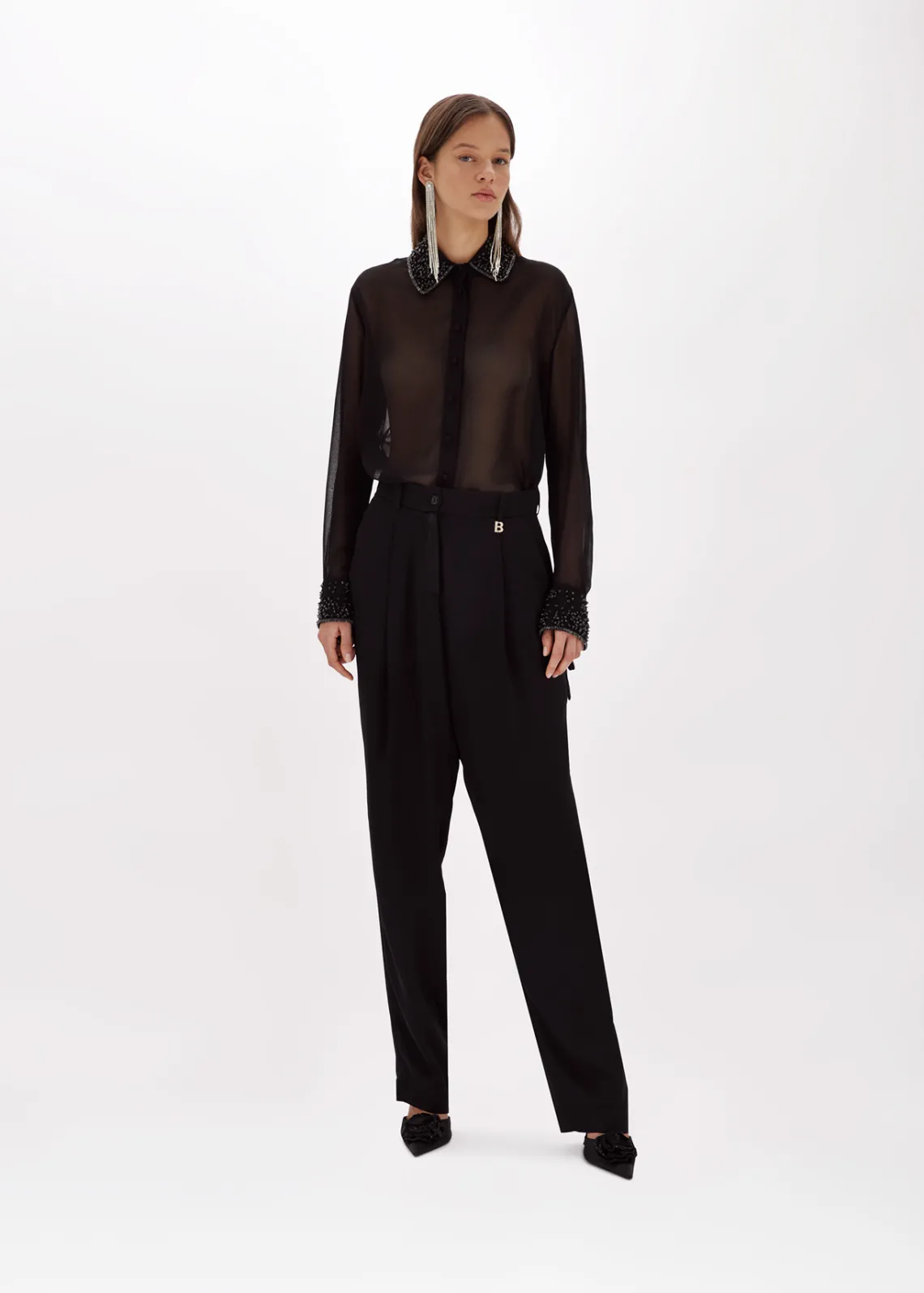 Shirt in embroidered georgette