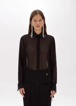 Shirt in embroidered georgette