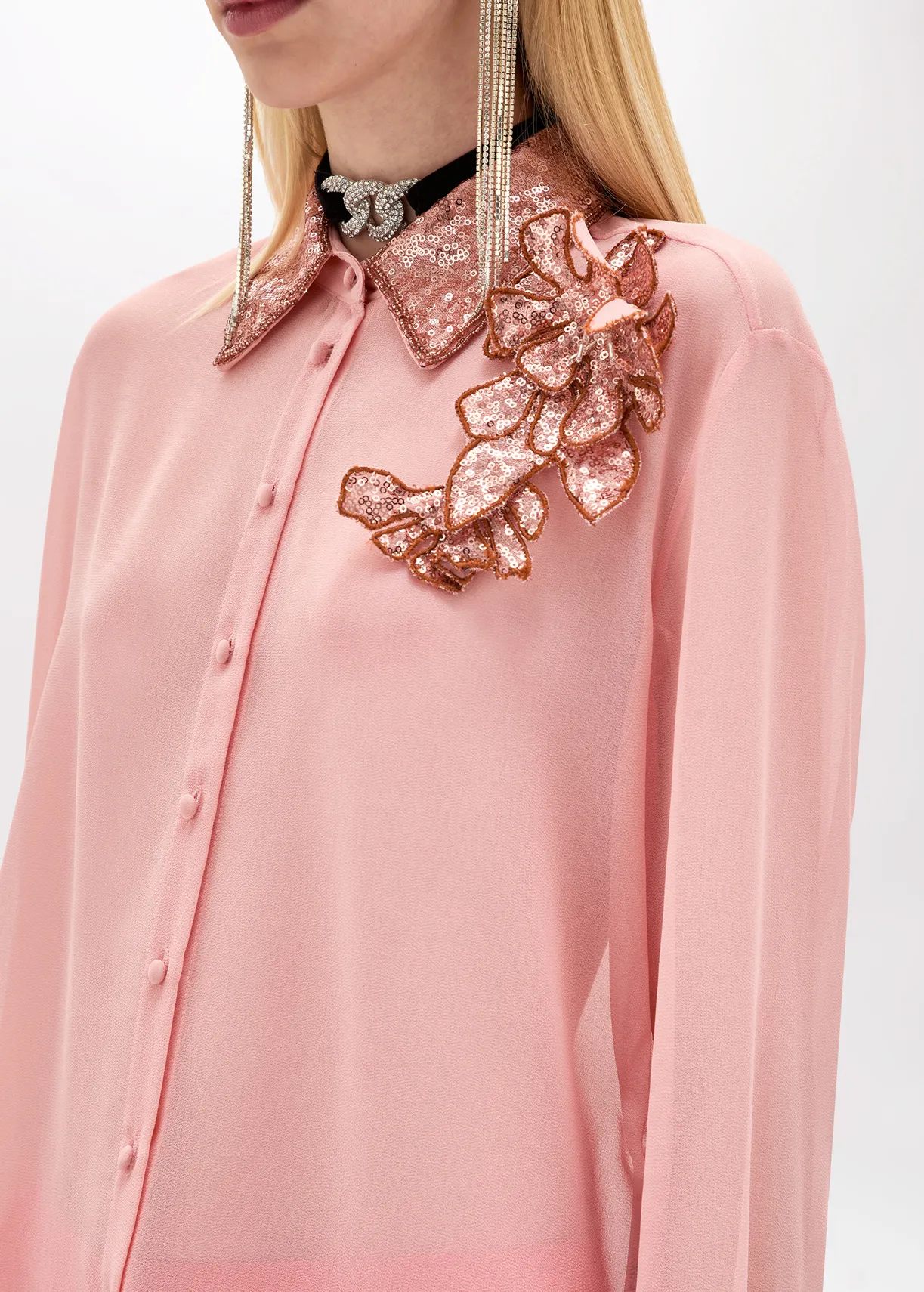 Shirt in embroidered georgette