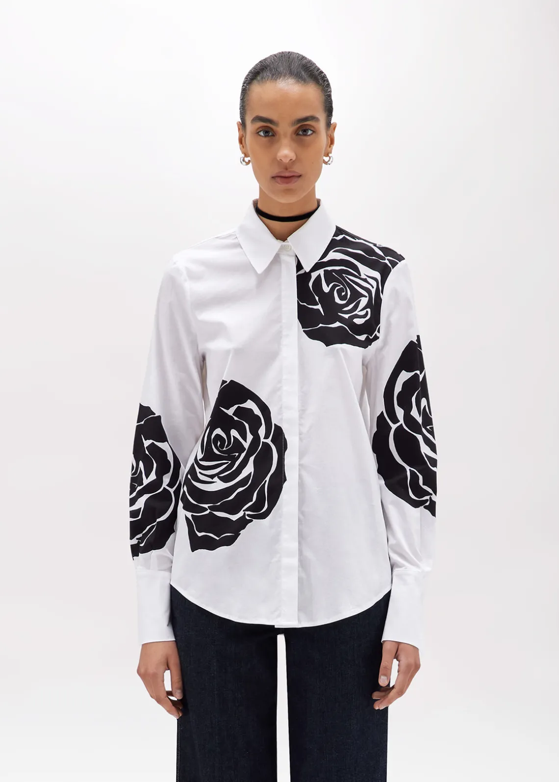 SHIRT IN ROSE PRINT POPLIN