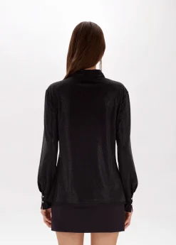 Shirt in tulle with rhinestones