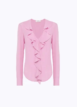 Silk crêpe de Chine blouse with ruffles