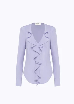 Silk crêpe de Chine blouse with ruffles