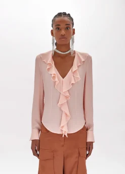 Silk crêpe de Chine blouse with ruffles