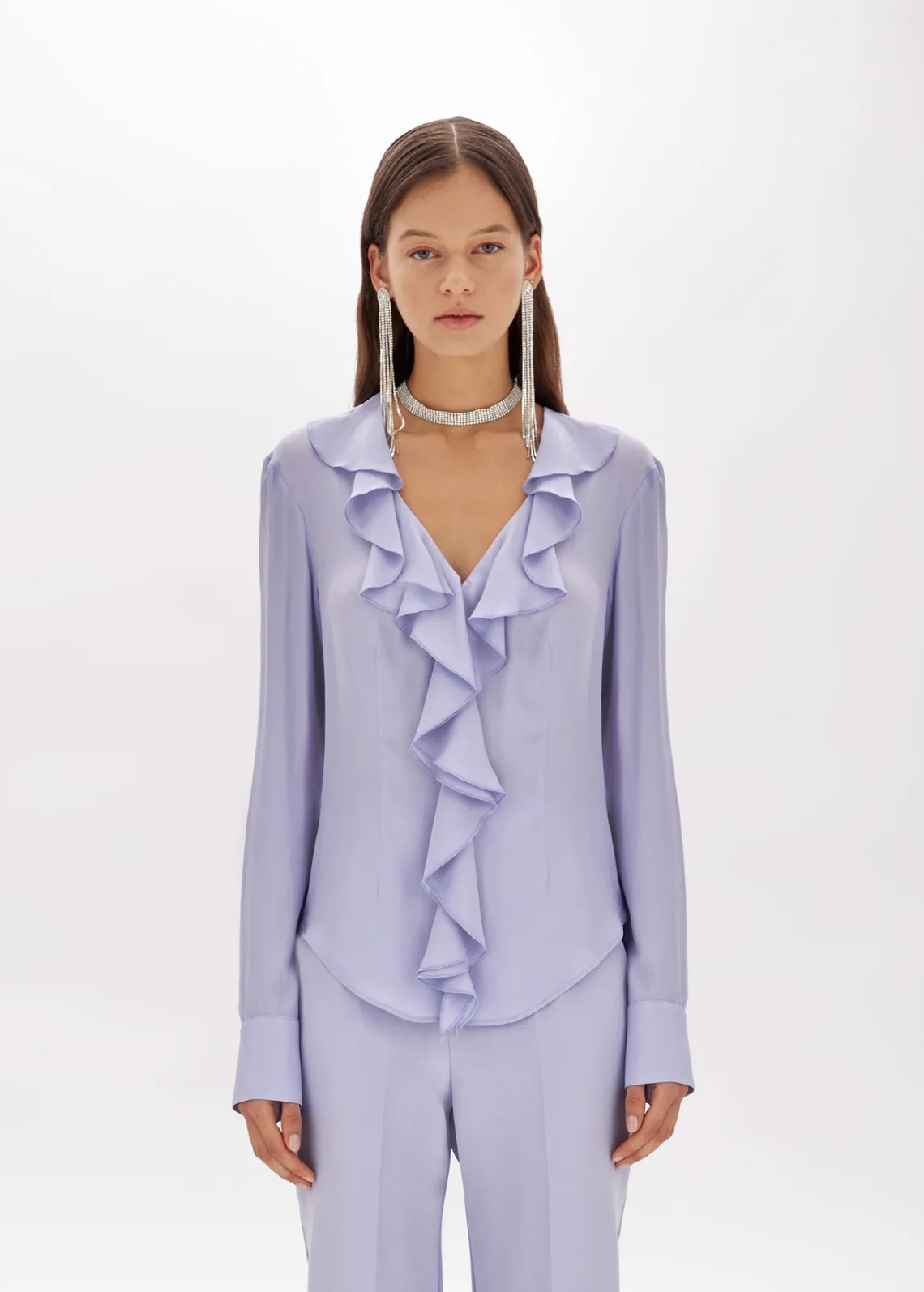 Silk crêpe de Chine blouse with ruffles