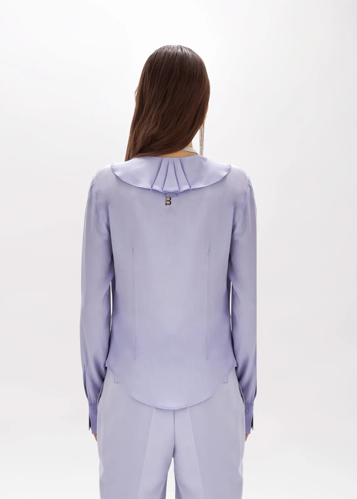 Silk crêpe de Chine blouse with ruffles
