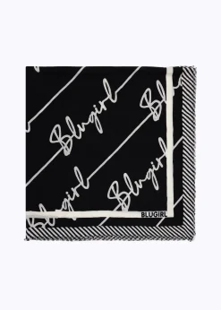 SILK FOULARD SCARF WITH LOGO PRINT