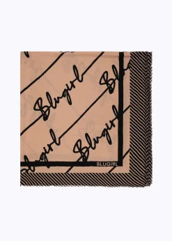 SILK FOULARD SCARF WITH LOGO PRINT