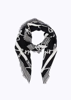 SILK FOULARD SCARF WITH LOGO PRINT