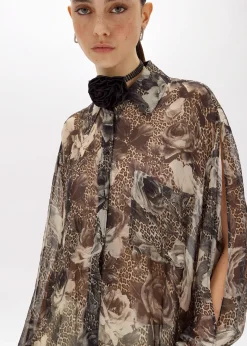 SILK SHIRT WITH ROSE PRINT