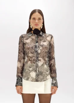 SILK-BLEND RUFFLE SHIRT