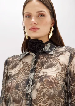 SILK-BLEND RUFFLE SHIRT