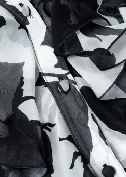 SILK-BLEND RUFFLE SHIRT WITH ROSES
