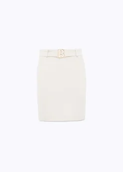 SKIRT IN CADY WITH LOGO BUCKLE