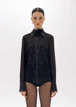 SLIM GEORGETTE SHIRT WITH EMBROIDERY