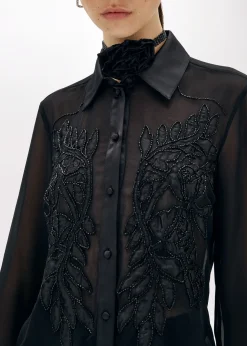 SLIM GEORGETTE SHIRT WITH EMBROIDERY