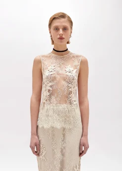 SLIM LACE TOP WITH EMBROIDERY