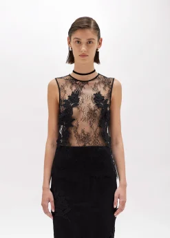 SLIM LACE TOP WITH EMBROIDERY