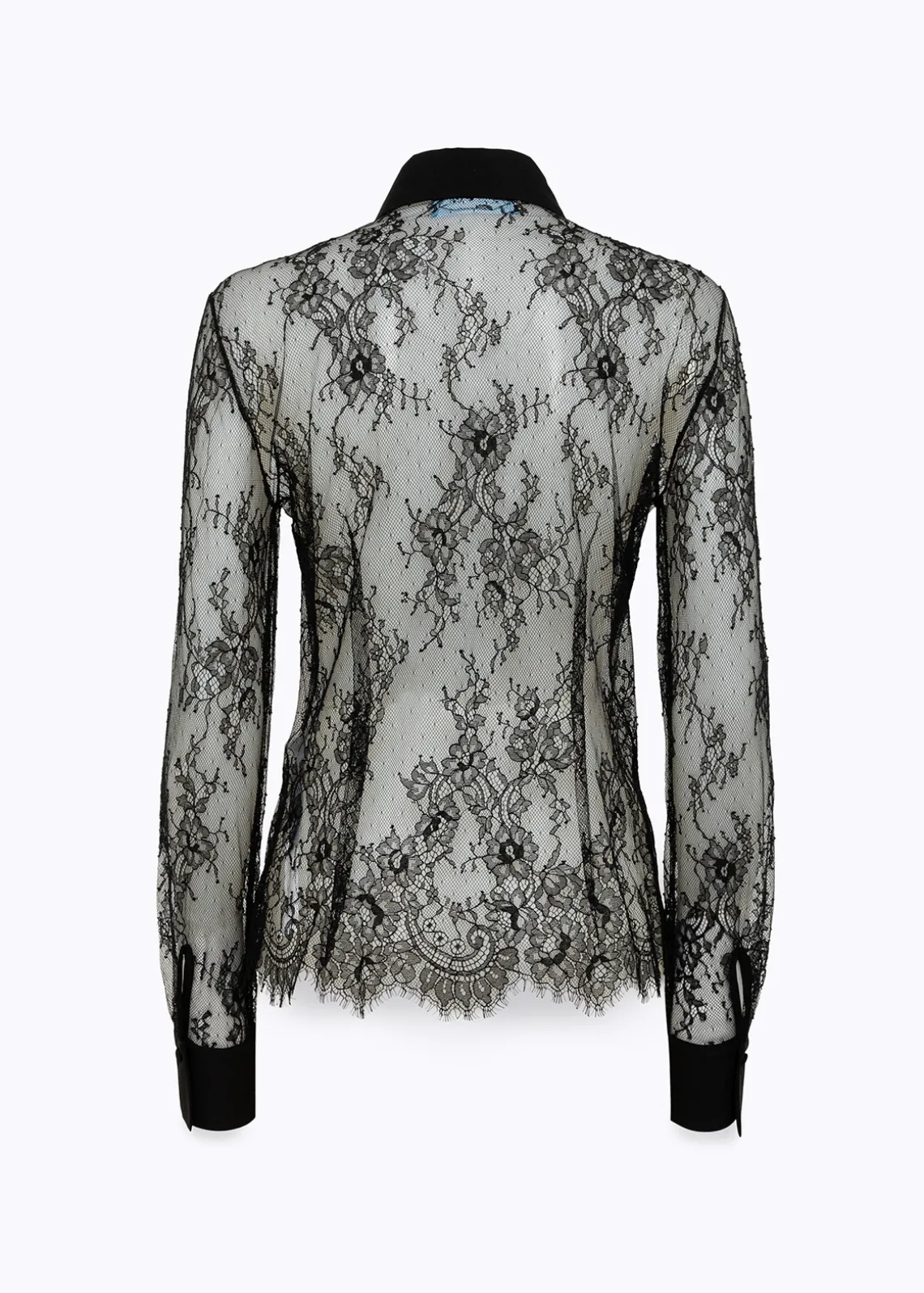 SLIM SHIRT IN LACE WITH EMBROIDERY ROSE DESIGN