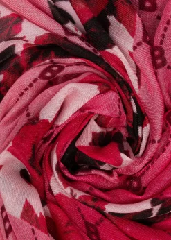 STOLE WITH LOGO AND ROSE PATTERN