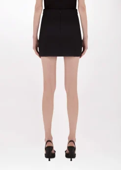 Stretch crêpe mini skirt with belts