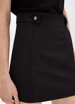 Stretch crêpe mini skirt with belts