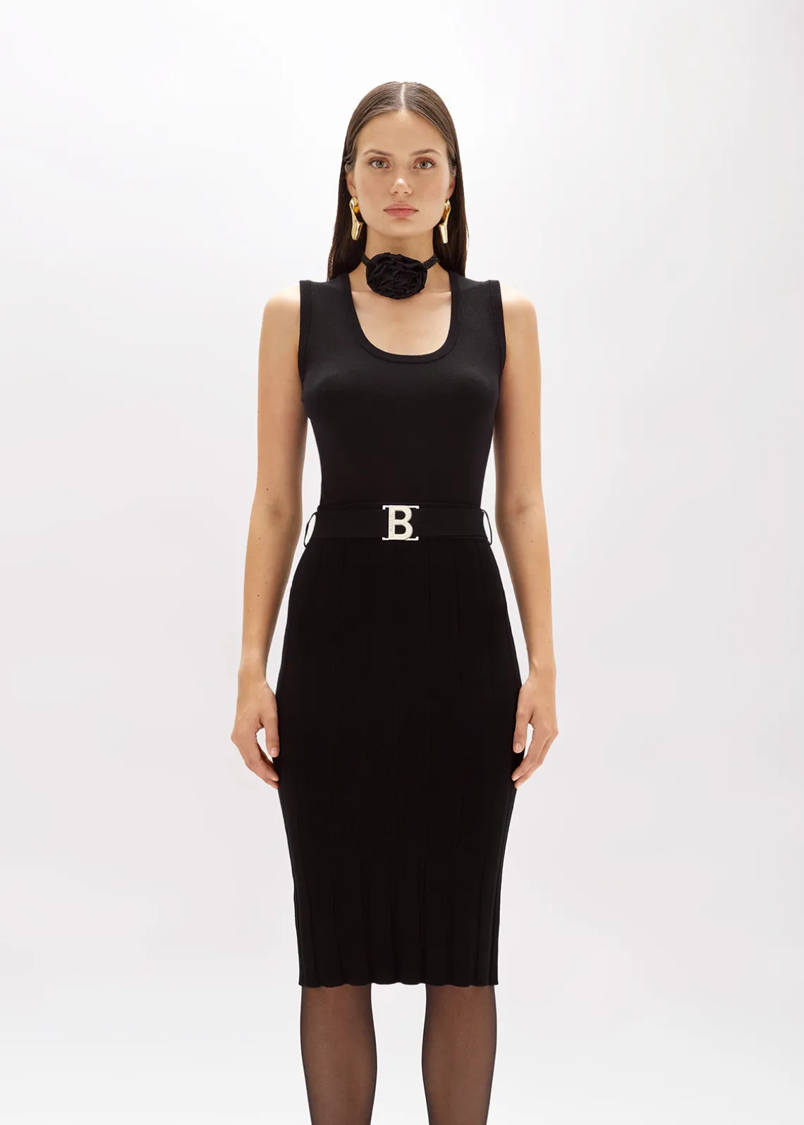STRETCH VISCOSE MIDI SKIRT