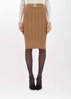 STRETCH VISCOSE MIDI SKIRT